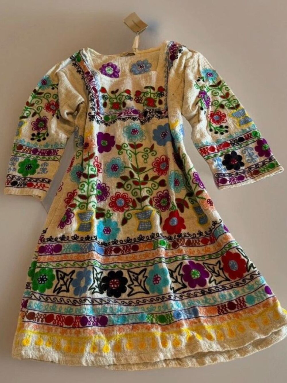 Muzungu Sisters Embroidered Linen Tunic Dress Coverup